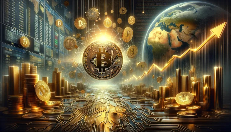 A visionary journey towards a $100,000 Bitcoin, merging innovation and economic value.