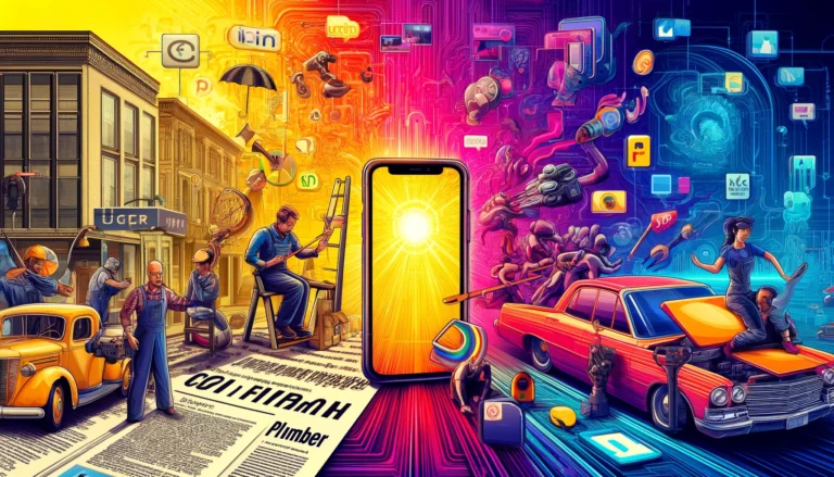 Uber From Yellow Pages to Smartphones The transformative journey of the gig economy, highlighting the seamless transition from traditional freelance work to the digital age's boundless opportunities.