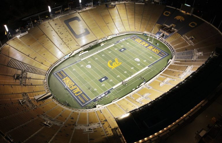 Archival aerial photograph of California Memorial Stadium before Databricks branding
