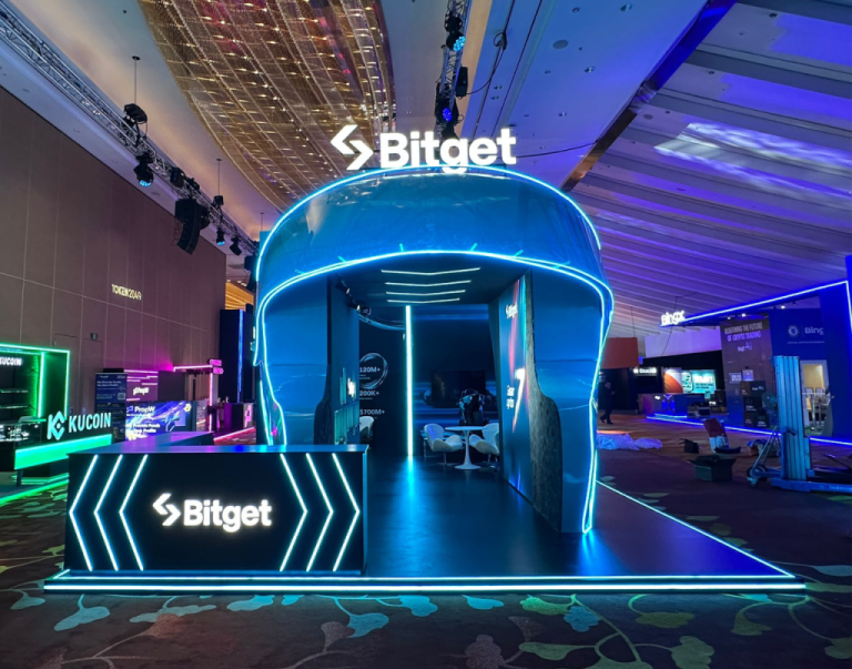 Archival Bitget exhibition booth at TOKEN2049, separate from the theft